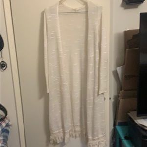 Off white long sleeve Beach cover up